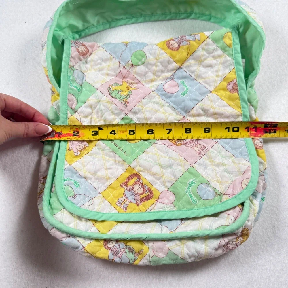 Vintage 1983 Cabbage Patch Kids Quilted Diaper Bag Tote Pastel Patchwork Green